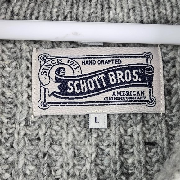 Schott Bros Cardigan Button Sweater Coat Mens Size Large Gray Button Wool Knit - Picture 6 of 7